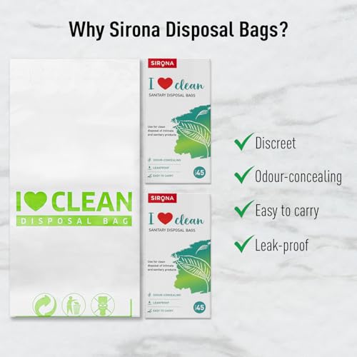 Image of Sirona Personal Disposal Bags - 90 Count | For Discreet Disposal of Sanitary Pads, Panty Liners, Tampons & Condoms | Compact & Odour-Resistant Design