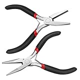 2Pack Jewelry Beading Pliers Mini Long 5 Inch Needle Nose Precision and Flat Nose Pliers Jewelery Wire Work Pliers Tool by FENGWANGLI