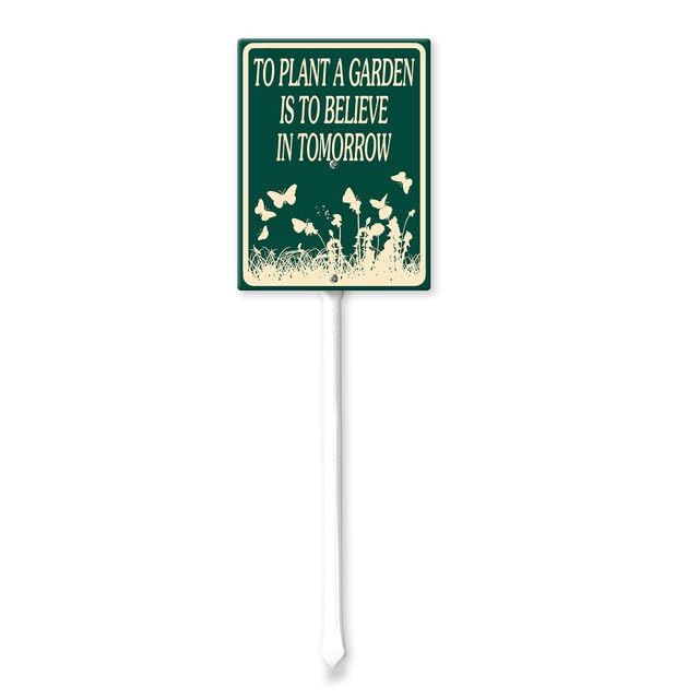 Geroclonup To Plant A Garden Is To Believe In Tomorrow Yard Sign with Stake -20x30cm Rustproof Aluminum Sign Outdoor Aluminum Sign for Lawn Garden, Easy to Install, Outdoor Use