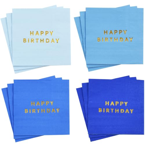 Vuzvuv 52 Pcs Happy Birthday Party Cocktail Napkins-Multi Blue