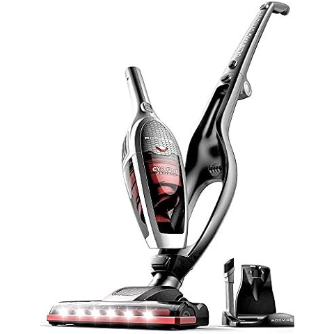 Roomie Tec SlimVac Upright Cordless Vacuum Cleaner for Home, Lightweight and Portable, 2 Power Settings, 6 LED Headlights, and Auto Recharge Cover