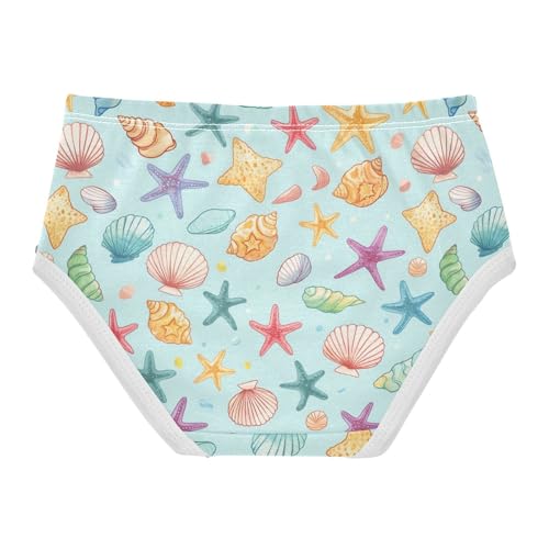 Wusikd Colorful Starfish Shells Girls' Underwear Cotton Girls Briefs Soft Toddler Underwear 2T2