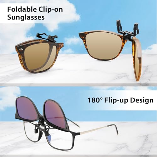 Bauhaus Polarized Clip on Sunglasses Over Prescription Glasses Flip up Sunglasses with Foldable Design Driving Glasses2