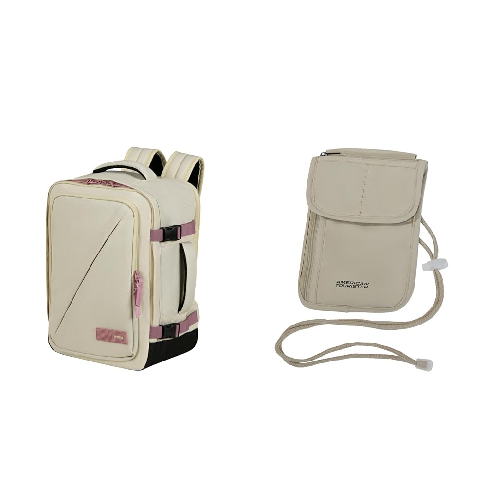 American Tourister Take2Cabin Kabinentasche 30 x 20 x 40 cm sand/mauve mit RFID Brustbeutel