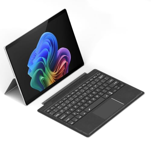 Junfire Detachable Keyboard for Microsoft Surface Pro 11/10/9/ProX (13-inch 2024/2022) 7-Color Backlit Wireless Keyboard with Touchpad 14 Shortcut Keys 30H Battery Magnetic & Slim Design Black