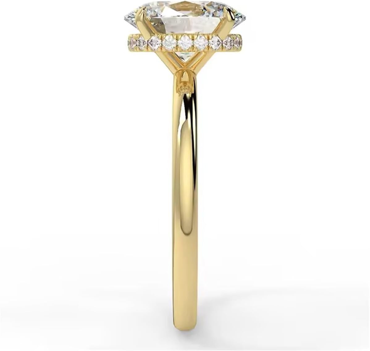 Engagement rings 10K Gold Moissanite ring for women Center 2 Carat Pear/Oval Cut Pure Yellow Gold Moissanite Ring for Women Wedding Band (US Size 5-8 - Image 3