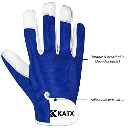 Katx Leather Gardening Gloves, Heavy Duty Thorn Proof Breathable Working Gloves for Men & Women with Strong Grip - Image 4