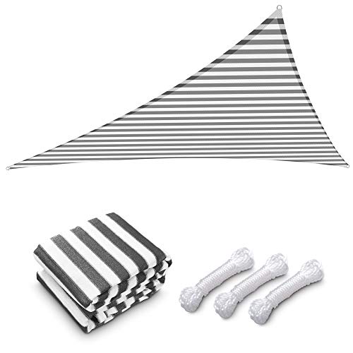 Yescom 1 Pack 28'x28'x28' Triangle Sun Shade Sail Gray+White Canopy 97% UV Block Commercial Events Carpark Swimming Pool Camping Beach Picnic Playground Outdoor Building