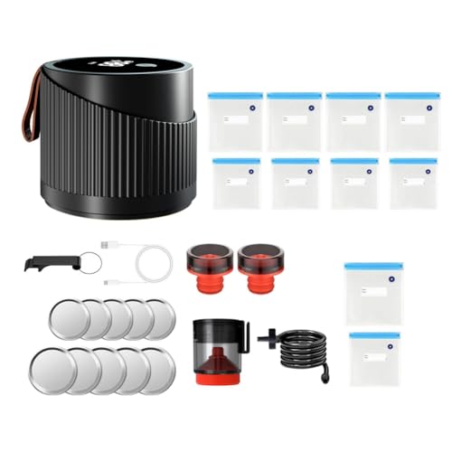 pQirnvIL Selladora Al Vacío Eléctrica. Función 3 en 1. Adecuada para Bolsas de Vacío, de Vino y Tapas de Tarros de Cristal de Boca y Regular.