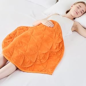 Pawque Weighted Lap Blanket 5lbs, Cozy Soft Small Portable Weighted Blankets for Adults, Weighted Lap Pad for Relaxation, Sleeping, Travel, All-Season Use & Machine Washable, Bright Orange, 30″ x 40″