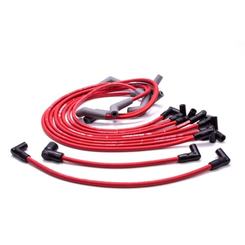Image of Ford Racing Spark Plug Wire Set, Spiral Core, 9 mm, Red, 45 Degree Plug Boots, HEI Style Terminal, Compatible with Big Block Ford, Kit