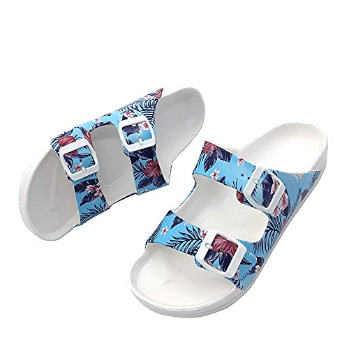 Funkymonkey Women'S Comfort Slides Double Buckle Adjustable Eva Flat Sandals thumb #6