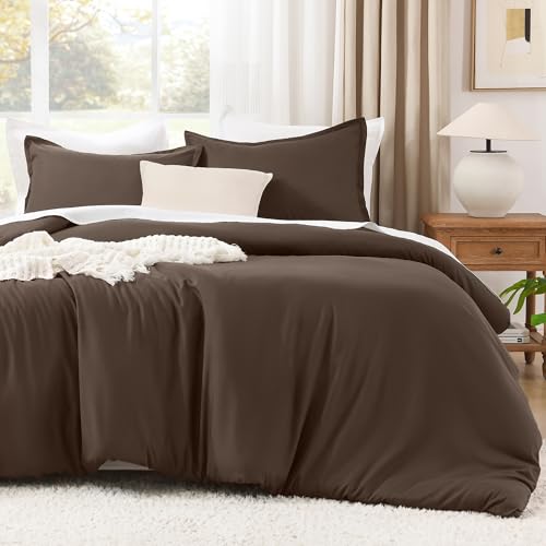 Image of Litanika Chocolate Comforter Set Twin /Twin XL Size, 2 Pieces Solid Bedding Comforter Set, All Season Down Alternative Bed Set (66x90In Comforter & 1 Pillowcase)