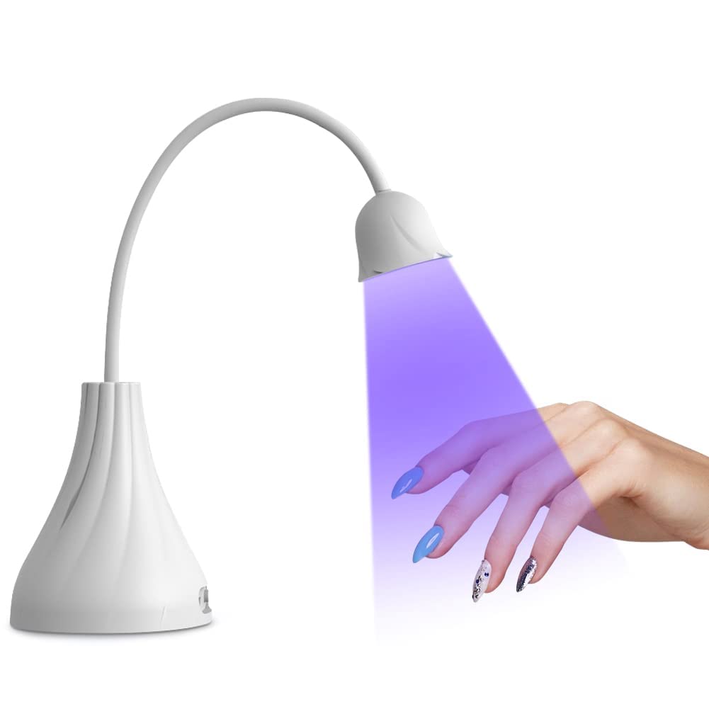 MAKINGTEC LED UV Nail Lamp, Mini Lotus Hands Free Light Rotatable Nail Dryer Quick Dry Nail Polish Curing Lamp Gooseneck Flash Cure Light for Home DIY & Salon Manicure Decor