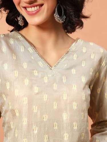 Image of Women Printed 2-Piece Silkblend Kurta & Pants Set