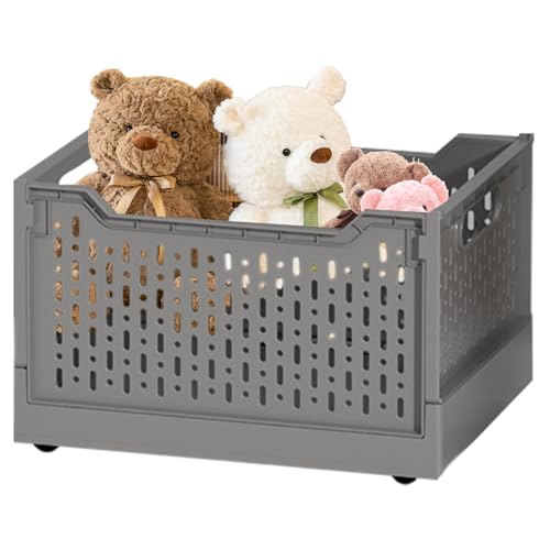 Cesta De Almacenamiento: Organizador Con Ruedas De PP De 28x29x38,5 Cm, Contenedor De Almacenaminto Plegable, Cesta Apilable, Caja De Almacenamiento Para Estudiantes | Cest Rodante Flexible Para Dor