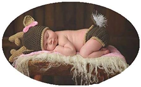 Vedory Newborn Infant Photography Props Costume Crochet Knit Deer Hat Pant for Boy Girl Photo Shoot Props Outfits - Image 2