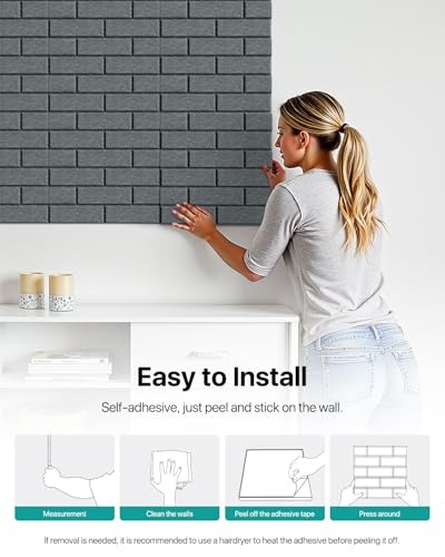 Image of Acoustic Wall Panels Self-Adhesive, 12 Pack Sound Absorbing Panels Brick, High Density Sound Proof Foam Panels for Walls, Office,Reccording Studio, Ceiling 12 inch X 12 inch X 0.4 inch Dark Gray