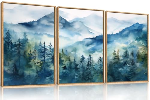 Celestdeco Blue Ridge Mountains Forest Framed Canvas Set
