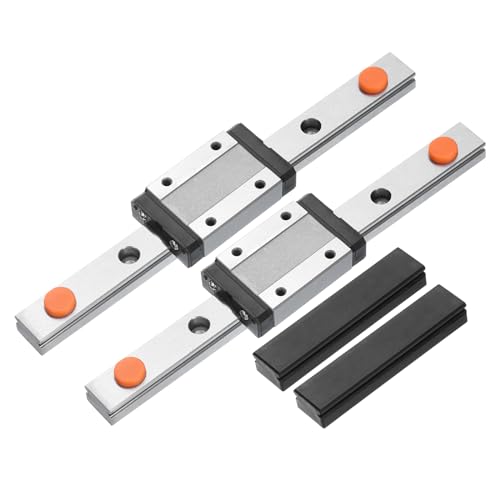 uxcell 2pcs MGN12 150mm Linear Guide Rail with 2pcs MGN12H Sliding Carriage Block and 2pcs Plastic Mini MGN12 Linear Guide for DIY 3D Printers and CNC Machine, Black