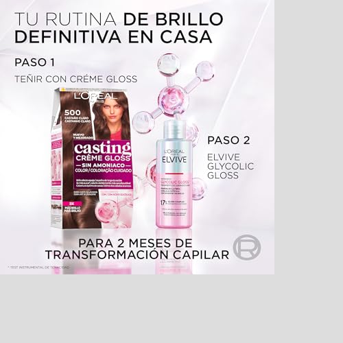 Miniatura 7 de L'Oreal Paris Casting Crème Gloss Coloración Sin Amoniaco, Tinte, Tono 500, Color Castaño Claro, 600 g (Paquete de 2)