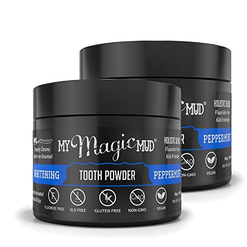 My Magic Mud - Whitening Tooth Powder, Polishing, Brightening, Charcoal, Peppermint, 1.06 oz. (2-Pack)