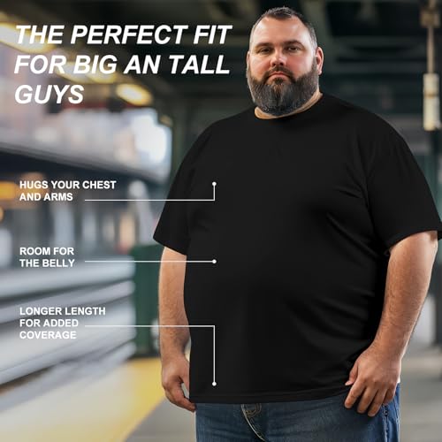 Men's 3XL-8XL Big and Tall T-Shirts Casual Stretch Short-Sleeve Tee for Men3