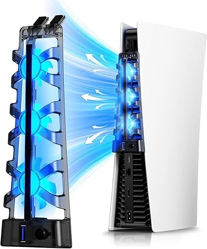 Cooling Fan for PS5, PS5 Accessories Cooling Fan Cooling Dock with LED Light, Horizontal Compatible with Both Disc and Digital Editions Toy Review India (Iknoor World )