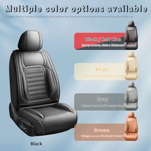 Image of Fit Equinox Premium Leather Car Seat Covers Compatible with Chevy Equinox 2011-2025 2026, Breathable, Wear Resistant, Airbag Compatible, All-Weather Protection & Full Coverage, Full Set Black