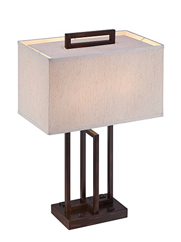 Lite Source Ls-22542 Farren Table Lamp, 10" L X 17" W X 26.5" H, Dark Bronze/Off-White #TOP1