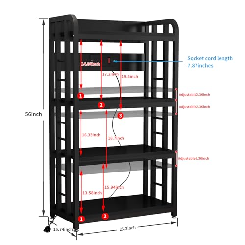 Siredeep SCK-001 Bakers Rack With Power Outlet ，Microwave Stand 4-Tier Kitchen Baker'S Rack thumb #2