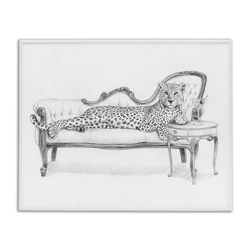 Stupell Industries 'Lounging Beast Cheetah'�A�z����W�[�N���[�A�[�g�A�z���C�g�A30×64�C���`�A�|���₷�����A�č����AVictoria Barnes��