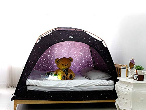CAMP 365 Child's Indoor Privacy and Play Tent on Bed Sleep Cozy in Drafty Room (Double, Starlight)