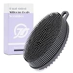 FREATECH Silicone Body Scrubber Gentle Exfoliating Bath Shower Body Cleansing Brush, More Hygienic Than Loofah, Easy to Clean and Durable, for Men Women Kids, Sensitive Skin, Black
