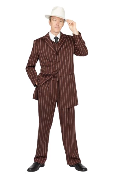 Men’s Burgundy Pinstripe Zoot Suit – Classic 3-Piece Long Jacket with Vintage 1920s Gangster Style