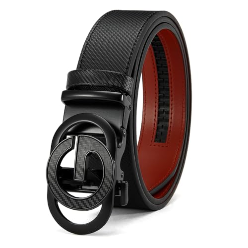 Men's Belt Leather Ratchet Belt for Men Dress Casual Every Day with Adjustable Buckle, Trim to Fit
