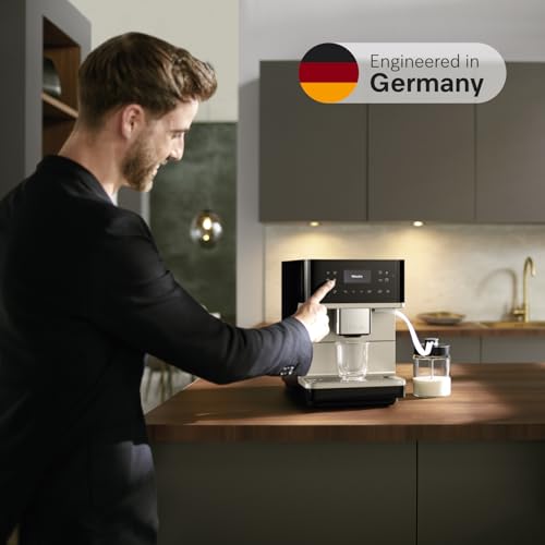 Miele CM 6360 MilkPerfection Automatic Coffee Machine - OneTouch for Two, AromaticSystem, 8 individual profiles, DoubleShot, WiFi-compatible, LED lighting, in Obsidian Black CleanSteel Metallic - Thumbnail 2