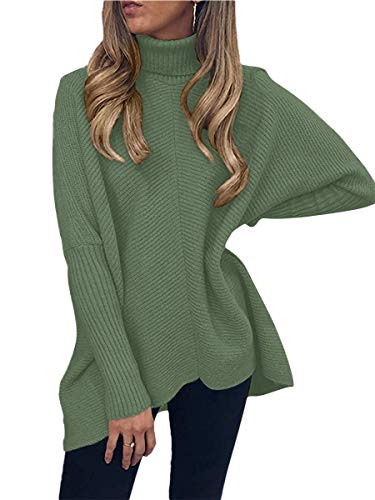Image of ANRABESS Womens Casual Fall Sweater Turtleneck High Neck Batwing Sleeve Oversized Sweater Dress