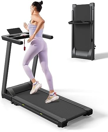 Folding Treadmills for Home, 3.0HP Foldable Treadmill, 300 lb Capacity Portable Treadmill, Compact Mini Treadmill for Walking Jogging Running (Black)