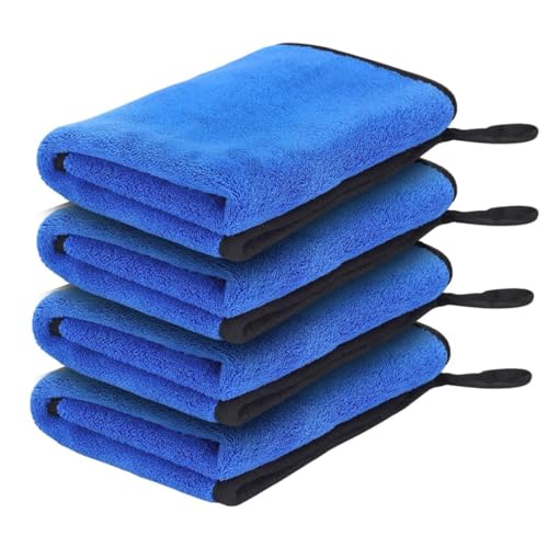 Image of Btag Microfiber Cleaning Cloth, 40x40 cms 600 GSM | Highly Absorbent,Lint and Streak Free, Multi-Purpose Wash Cloth for Kitchen,Car,Window,Stainless Steel,Silverwear(Dark Blue 40x40cms) Pack of 4
