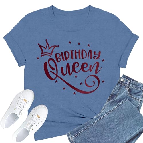 Image of Birthday Shirts Women Happy Birthday Queen and Squad Tee Tops