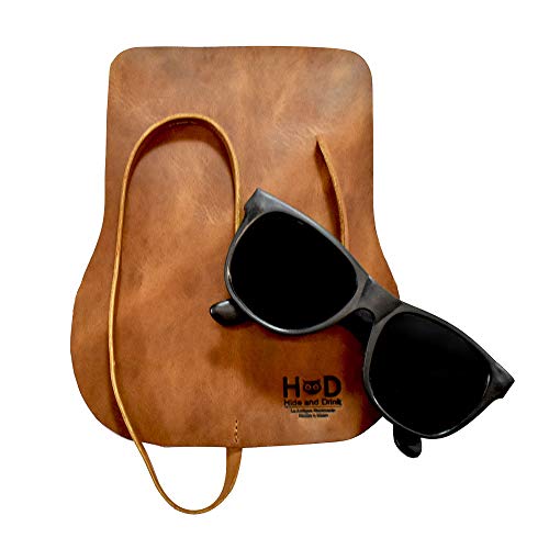Image of Hide & Drink, Rustic Leather Sunglass Wrap, Slim Travel, Soft Eye Glasses Storage, Handmade Includes 101 Year Warranty