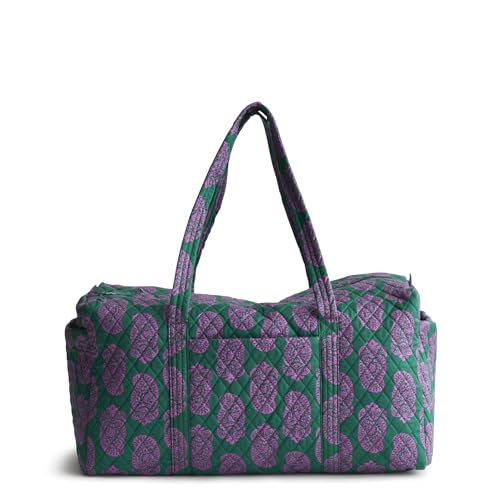 Image of Vera Bradley Women's Large Original Duffel Bag-Premium Cotton Travel, Iconic Paisley Green Jacket, One Size