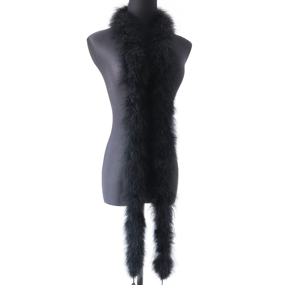 WENCELYL 2 Yards Marabou Feather Boa Trim for Crafts Decortive Christmas Tree Accessory Halloween Carnival Party (Black)