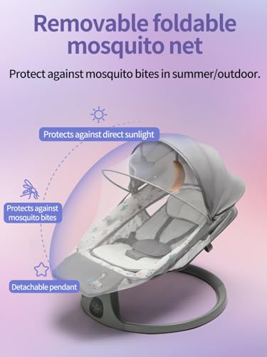 Image of Softies Alloy Steel Automatic Cradle for Baby Rocker|Swing for New Born Baby|Baby Cradle and Swing|Baby Sleeping Swing|Electric Jhula for Baby 0 to 2 Years|Automatic Swing Cradle for Baby, Grey
