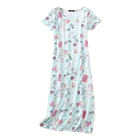 Dreamskull Long Nightdress for Ladies Women Long Short Sleeve Loose Nightshirt Christmas Elements Nightgowns Home T-Shirt Dress Spring Summer Nightie Cover