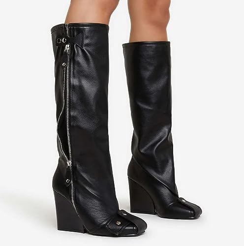 LEMONADE Women Wedge Boots Knee High Fashion Pull On Boots3