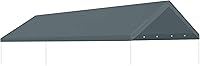 Vista 1 de Strong Camel Carport Replacement Canopy Cover 10' x 20' PE Fabric for Tent Car Garage Shelter Top Tarp Cover with Ball Bungees Grey