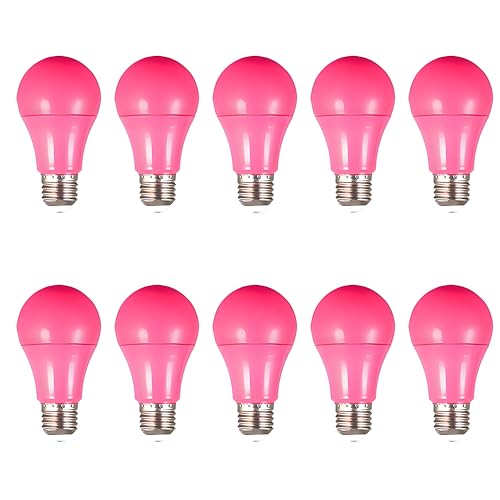 Jiotouhu E27 3W Bombilla LED de Rosa, Bombillas halógenas equivalentes a 30W, A60 Lámparas de ahorro de energía, No regulable, Para la iluminación de Navidad y Halloween paquete de 10