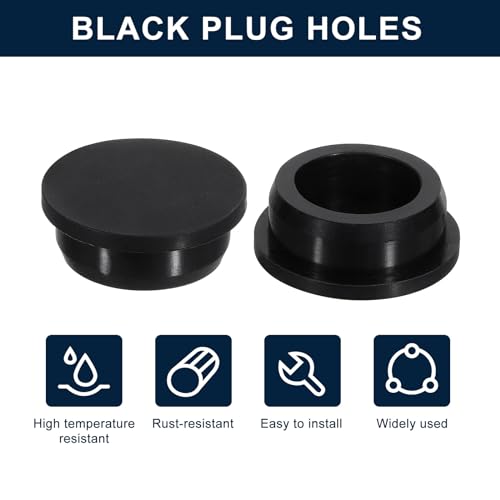 Image of uxcell 4 Pcs Black Plug Holes, Waterproof Rubber Button Plug for 37mm / 1.46 inch Hole